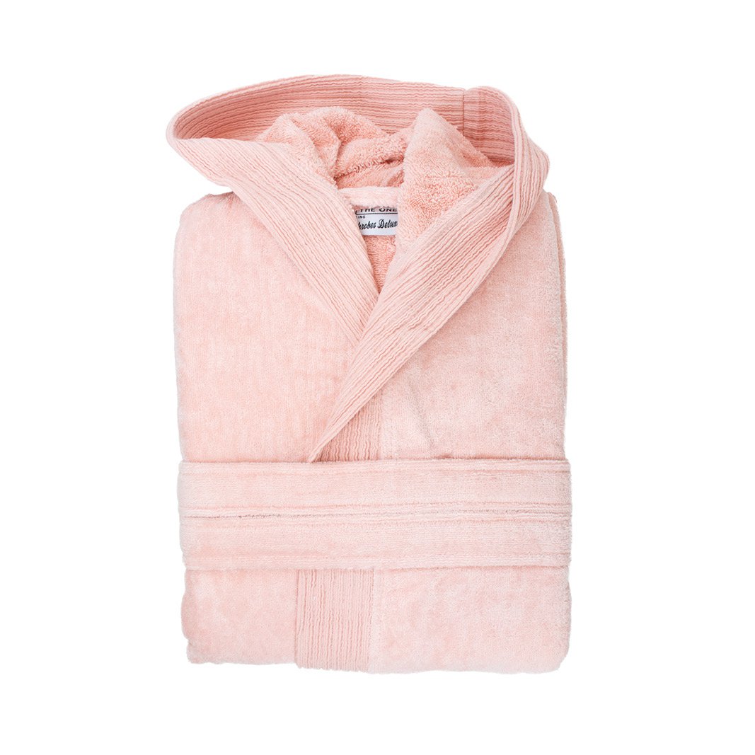 Bathrobe Deluxe Hooded Velours, 450 gr/m², Salmon Pink L/XL