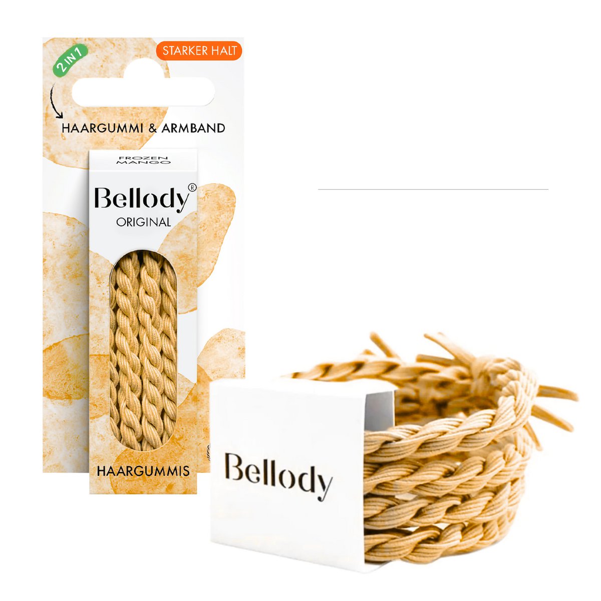 NUEVO - Gomas para el cabello Frozen Mango - Bellody® (4 piezas) - Gomas para el cabello trenzadas con estilo