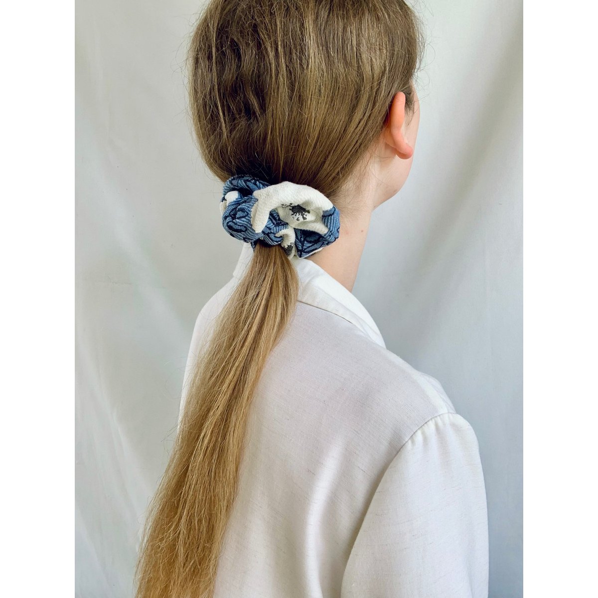 Scrunchie - Light Blue Jacquard - Recycled