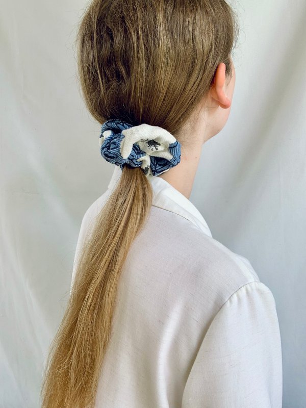 Scrunchie - Light Blue Jacquard - Recycled