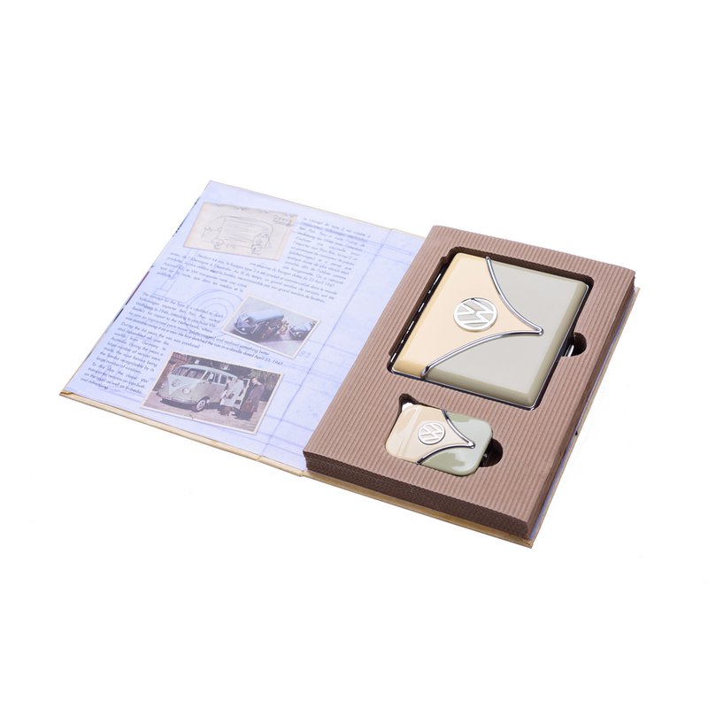 Coffret livre cadeau Etui à cigarettes VW Volkswagen et Briquet effet miroir Van