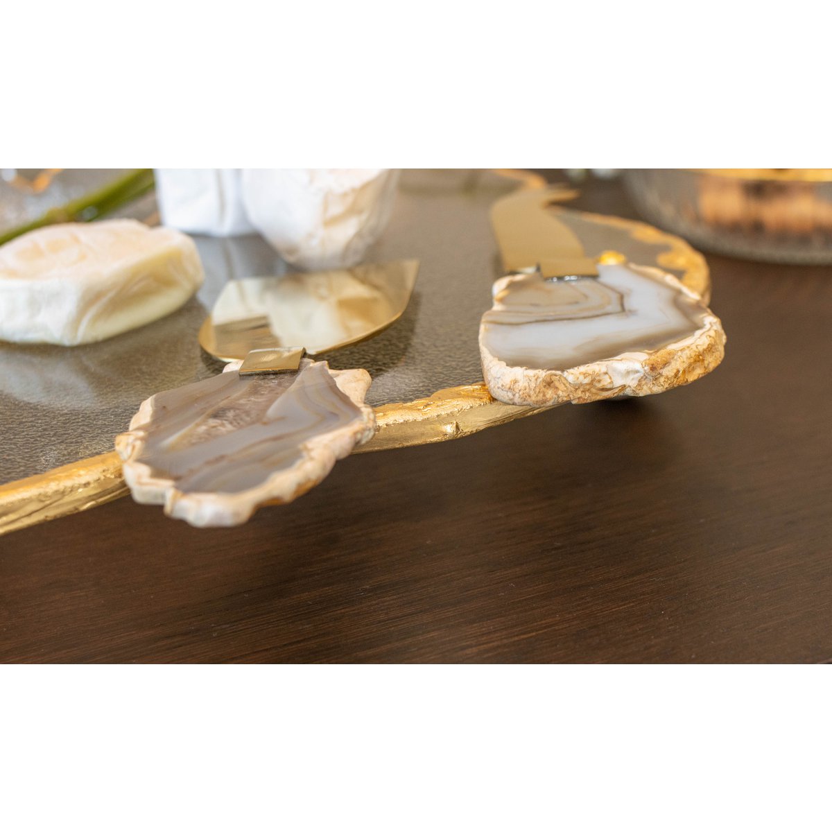 Service à fromage pierre agate beige - lot de 3