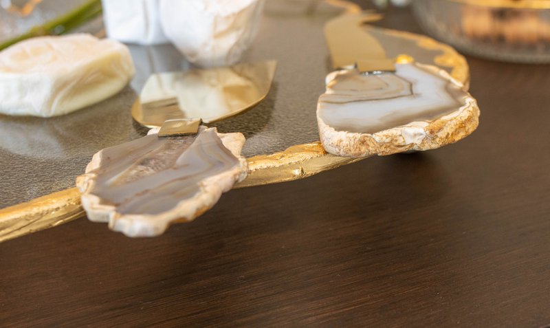 Stone Agate Beige Cheese Service - Meget af 3