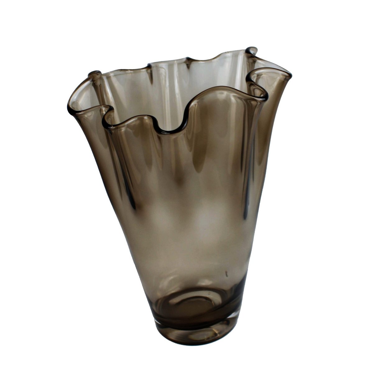 Vase glas bølget brun taupe glas vase bord vase 21 x 21 x 30 cm
