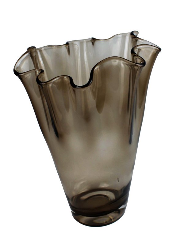 Vase glas bølget brun taupe glas vase bord vase 21 x 21 x 30 cm