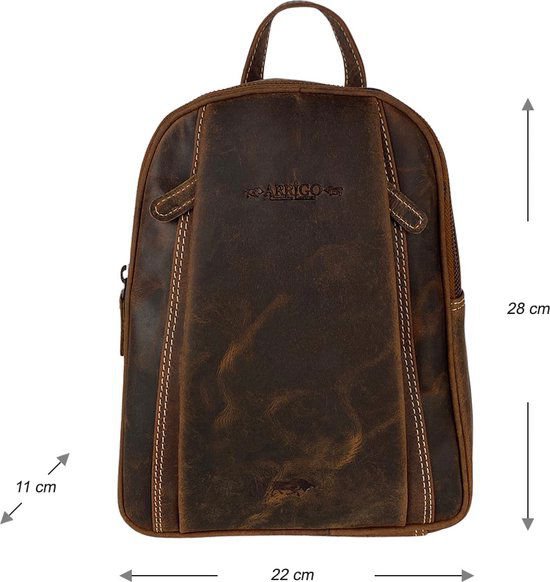 Small cognac color leather ladies backpack from arrigo - elegant light brown buffalo leather