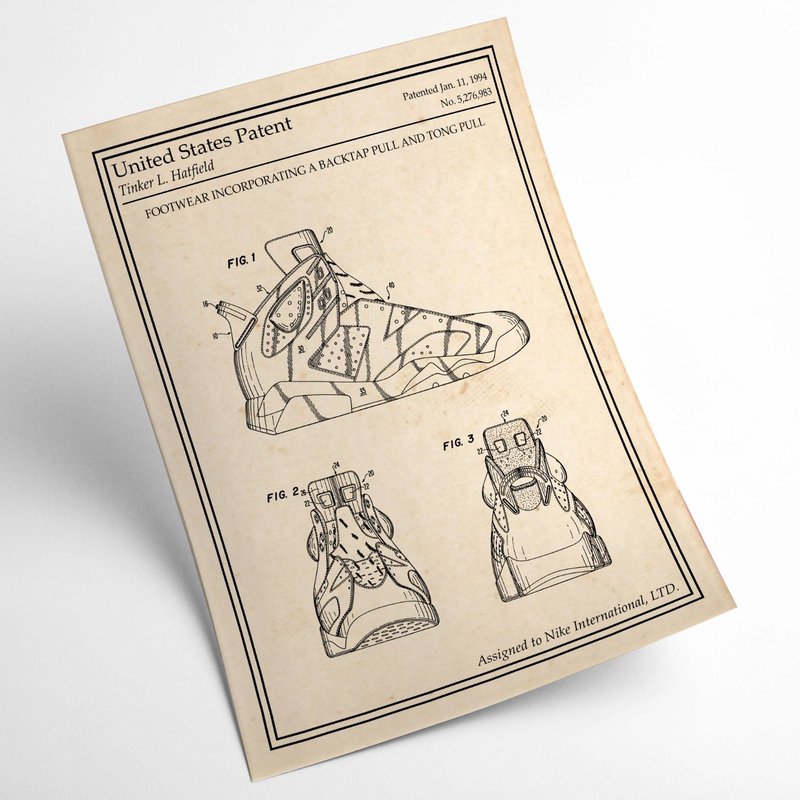 Poster del brevetto Nike Air Jordan