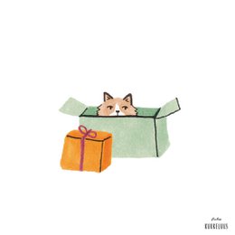 Weihnachtskarte | Katze im Kasten | Haustiere