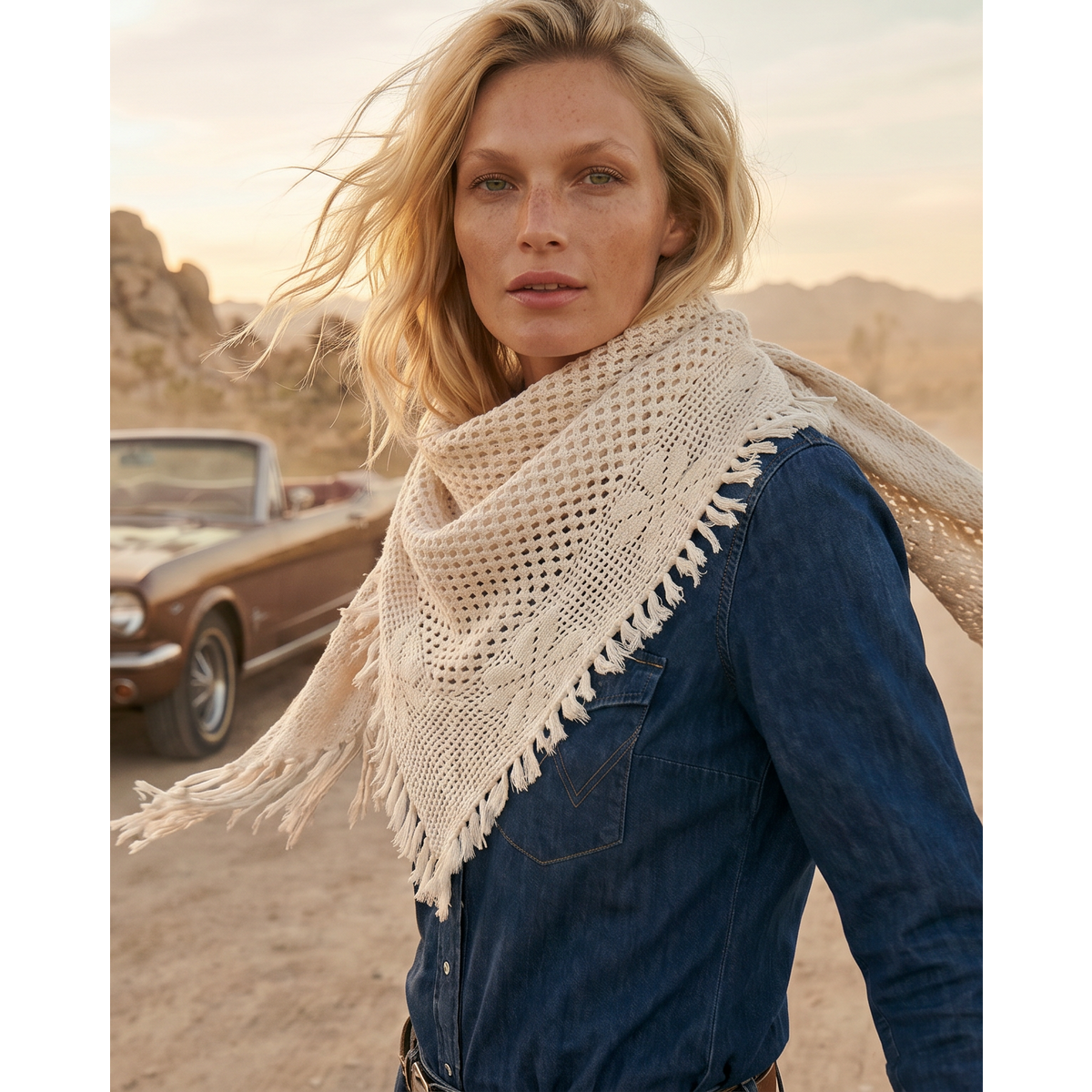 Cashmere scarf Quito hand crocheted triangle
