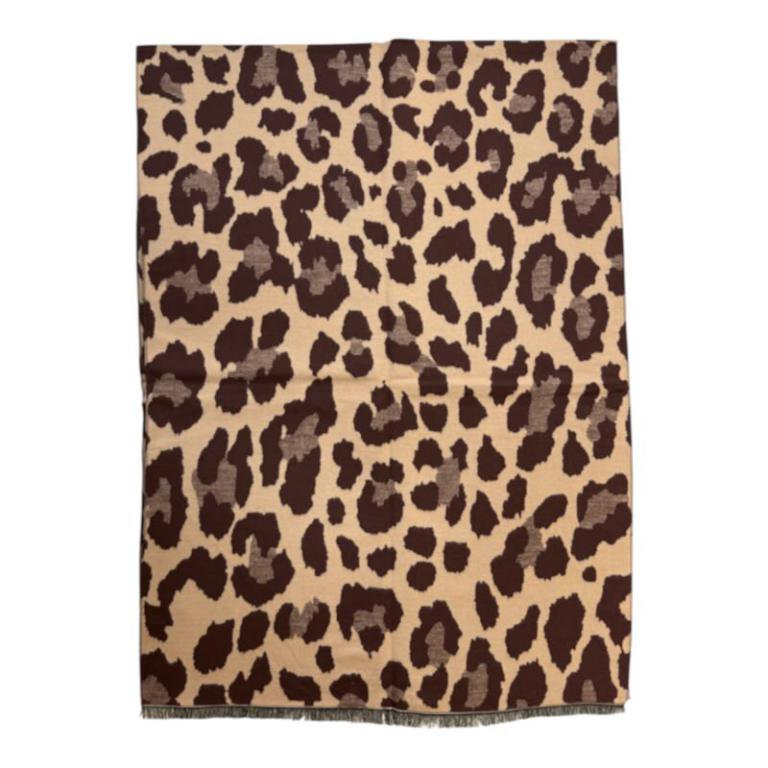 Sciarpa reversibile in lana con stampa animalier ITFUHFRH604