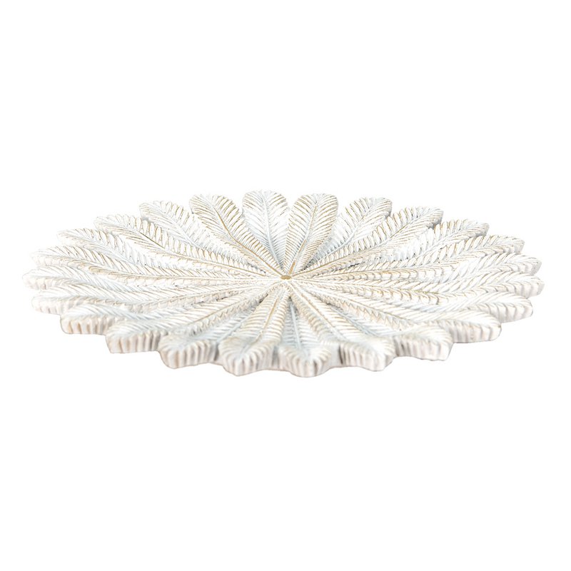 Decoratie schaal Ø 20x1 cm Wit Goudkleurig Polyresin Takken