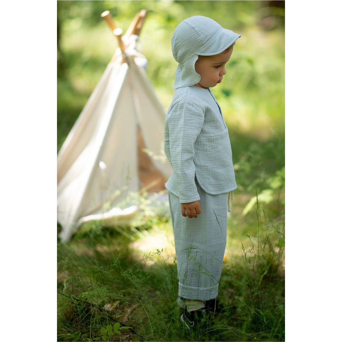 DANTE BLUE blouse and shorts set for a boy