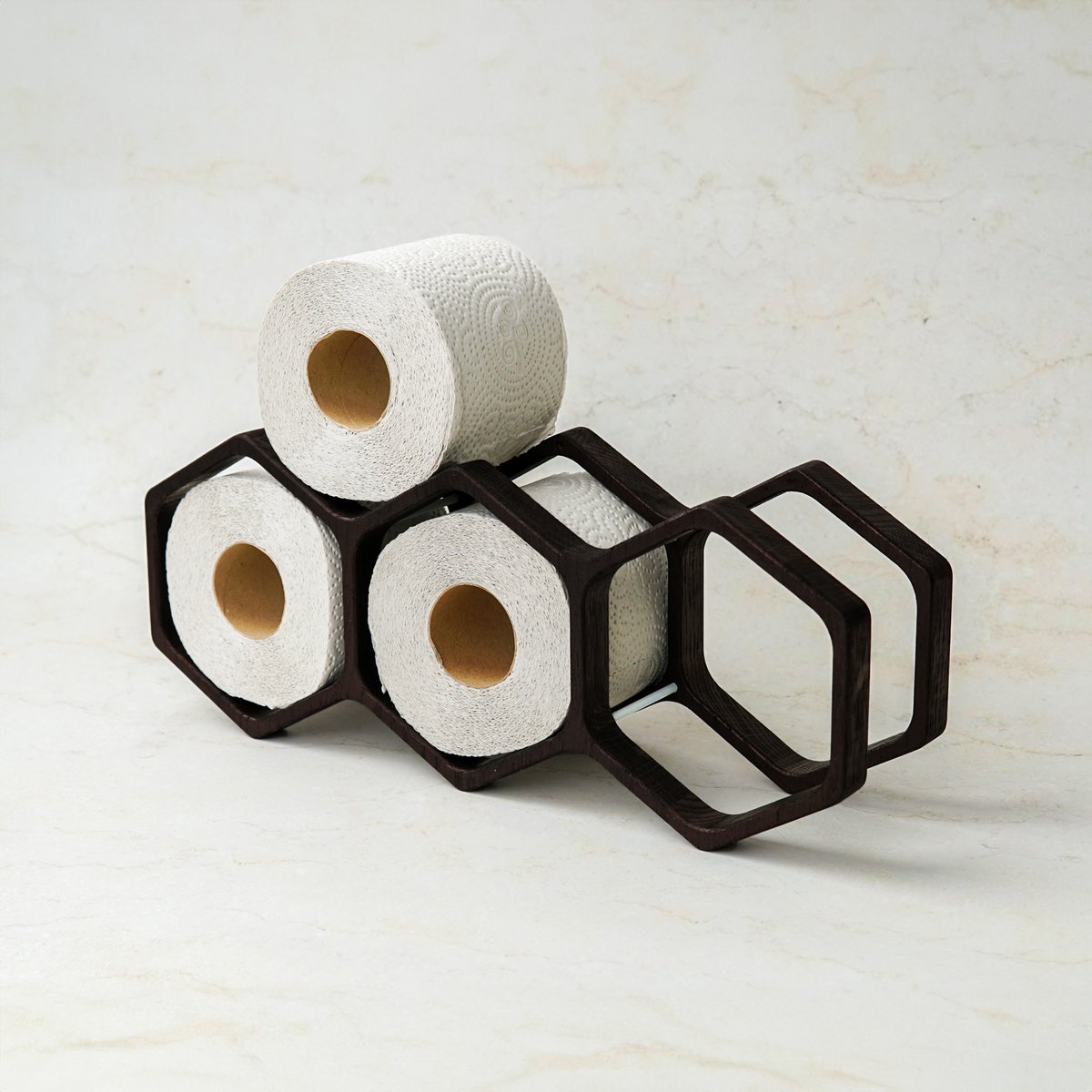 Geometric Wooden Bathroom Roll Holder, Honeycomb‑Inspired Rustic Bath Accessory, Perfect Gift for Housewarming or Home Décor