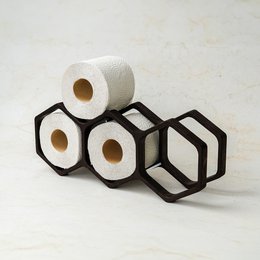 Geometric Wooden Bathroom Roll Holder, Honeycomb‑Inspired Rustic Bath Accessory, Perfect Gift for Housewarming or Home Décor