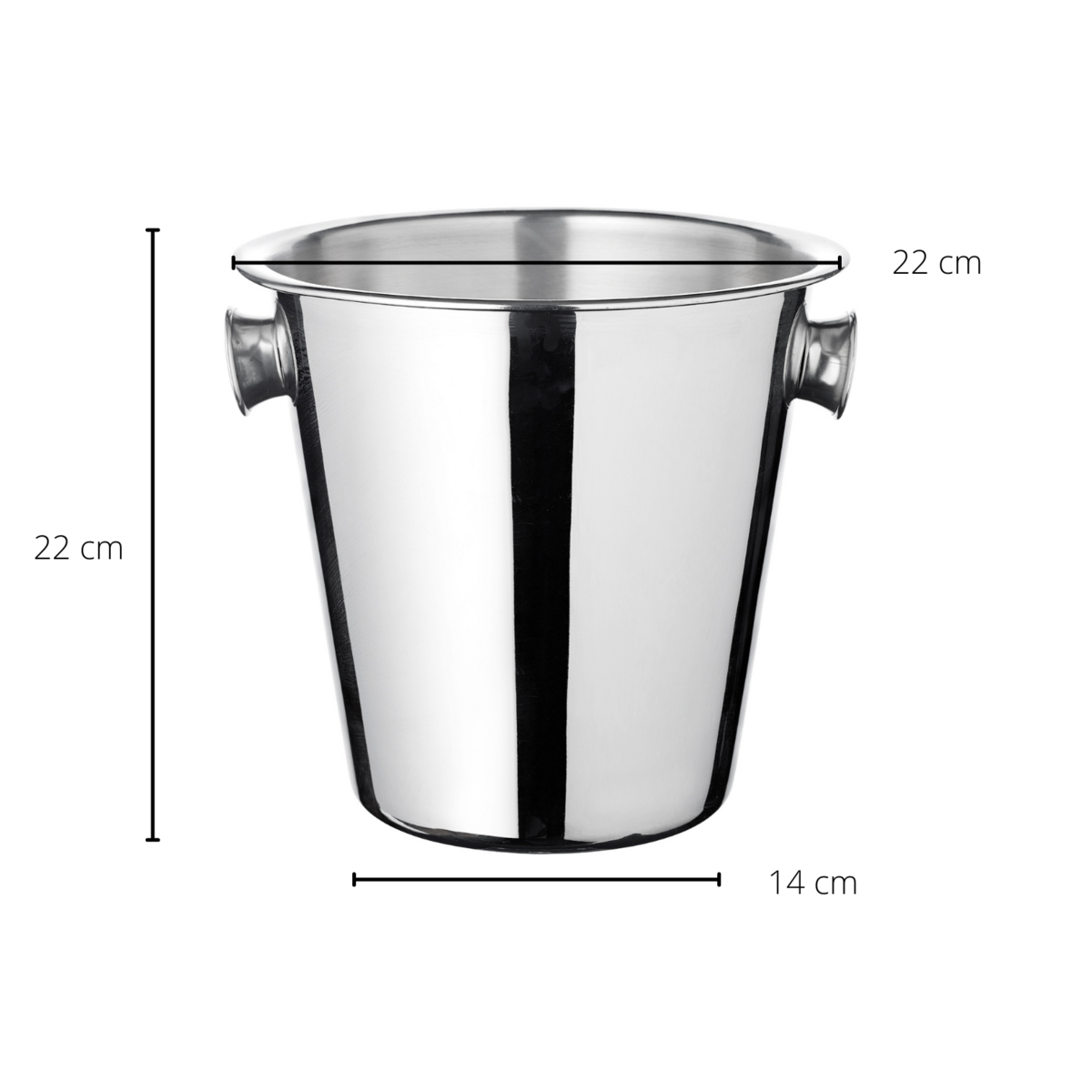Lodówka do szampana EDZARD Joey z uchwytami, stal nierdzewna polerowana, wysokość 23 cm, średnica 21 cm