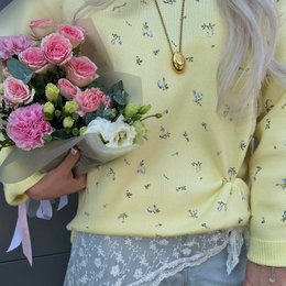 Kvinders europæisk og amerikansk stil Chic blomsterprint sweater med rund hals