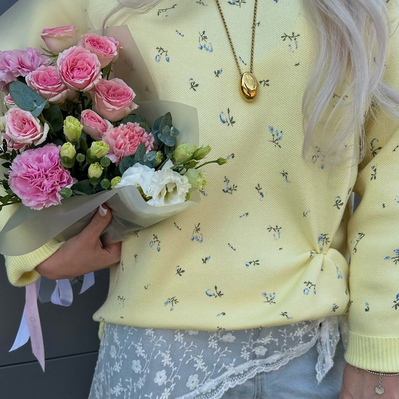 Kvinders europæisk og amerikansk stil Chic blomsterprint sweater med rund hals