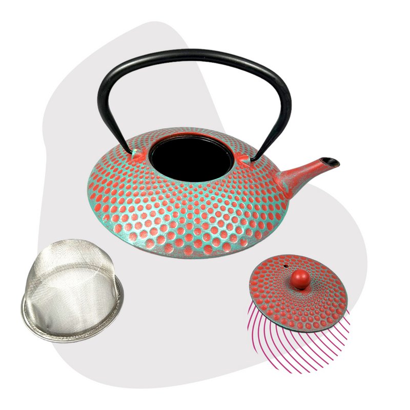 Tetera de hierro fundido Yufo 1.0l en rojo