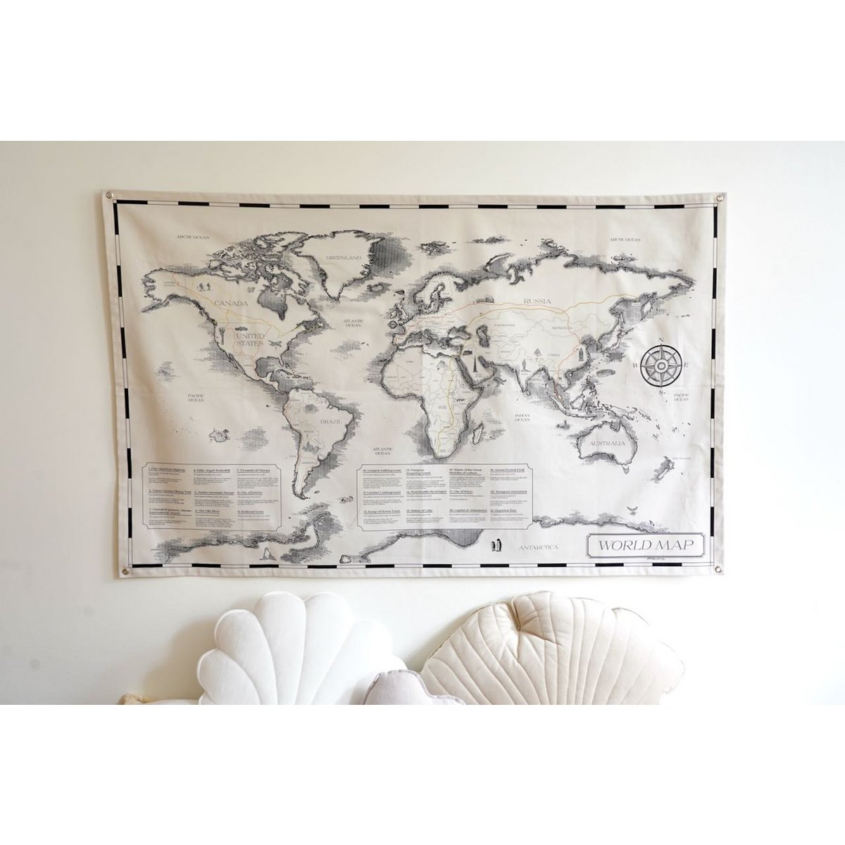 Cotton world map for children "Civilisational achievements"