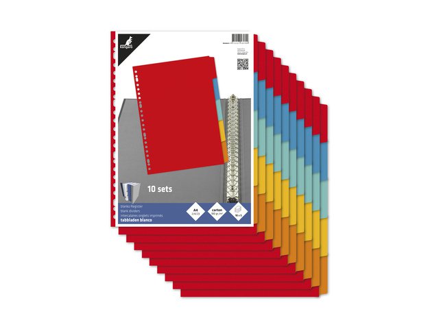 Tabblad Kangaro A4 blanco karton 5dlg krimp a 10 sets