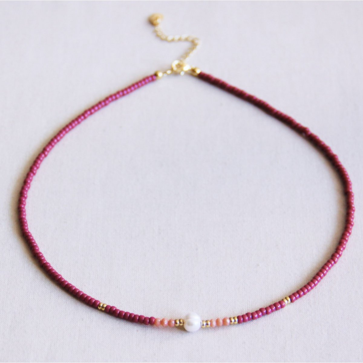 Miyuki necklace - Sunkissed cherry