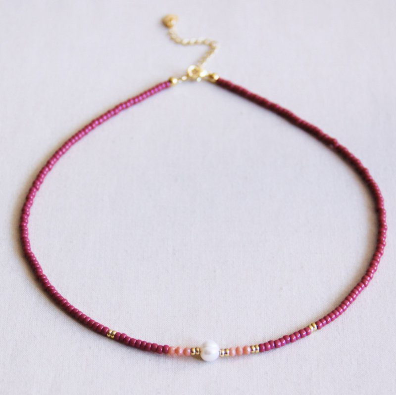 Miyuki necklace - Sunkissed cherry