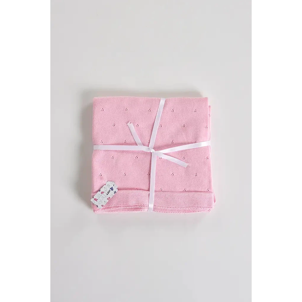 Coperta in maglia di cotone per neonati, punto rosa