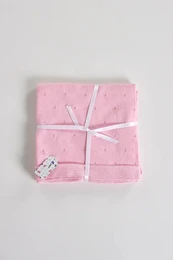Baby bomulds striktæppe, pink sting
