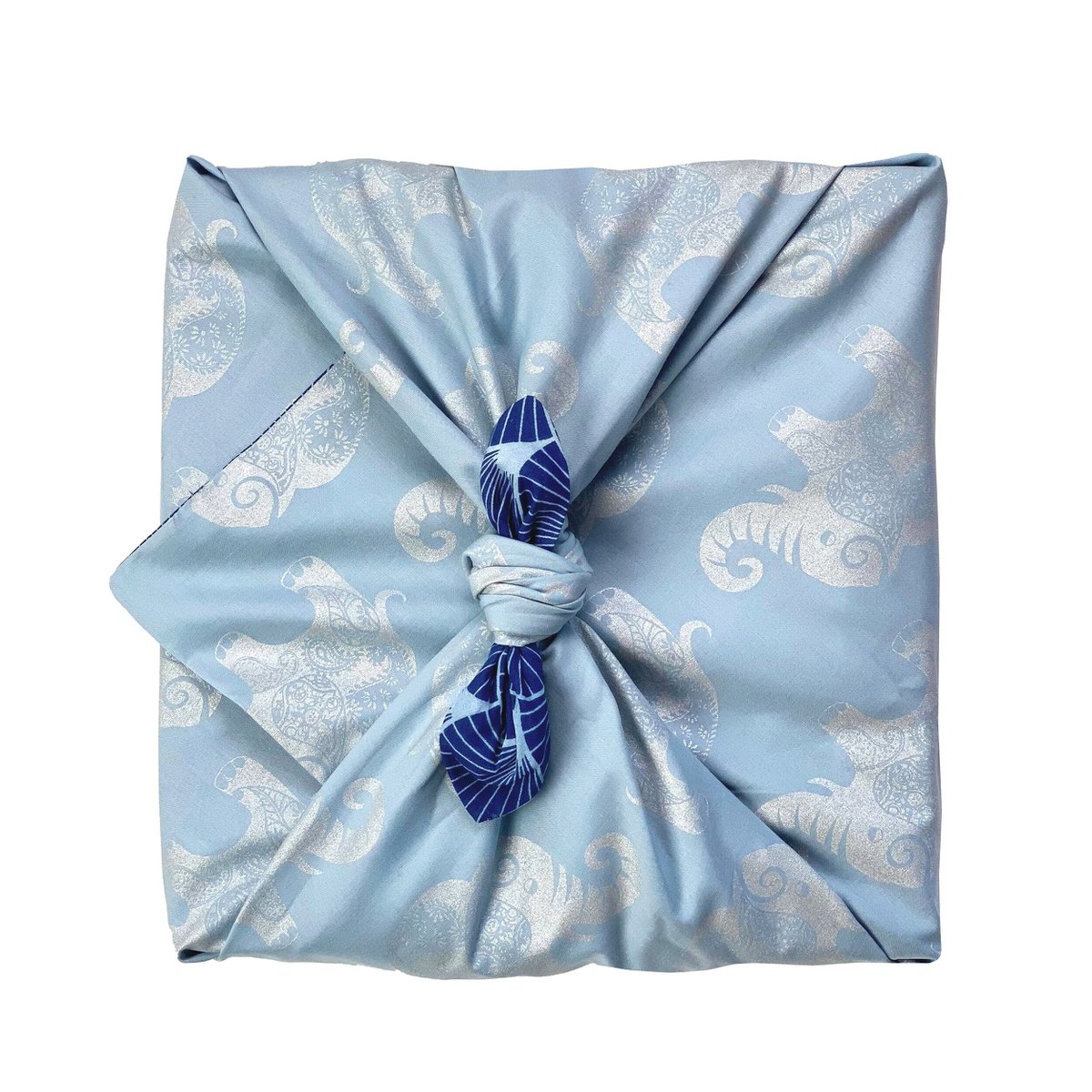 Furoshiki Gavepapir Sky Elephants & Indigo Fans Stofgaveindpakning - Dobbeltsidet (vendbar)