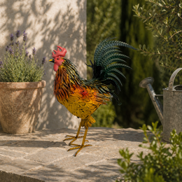 Gallo gigante h 95x70x40 cm colorido en hierro