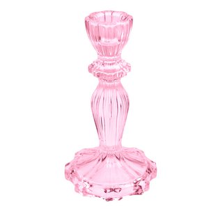 Tall glass candle holder - Pink