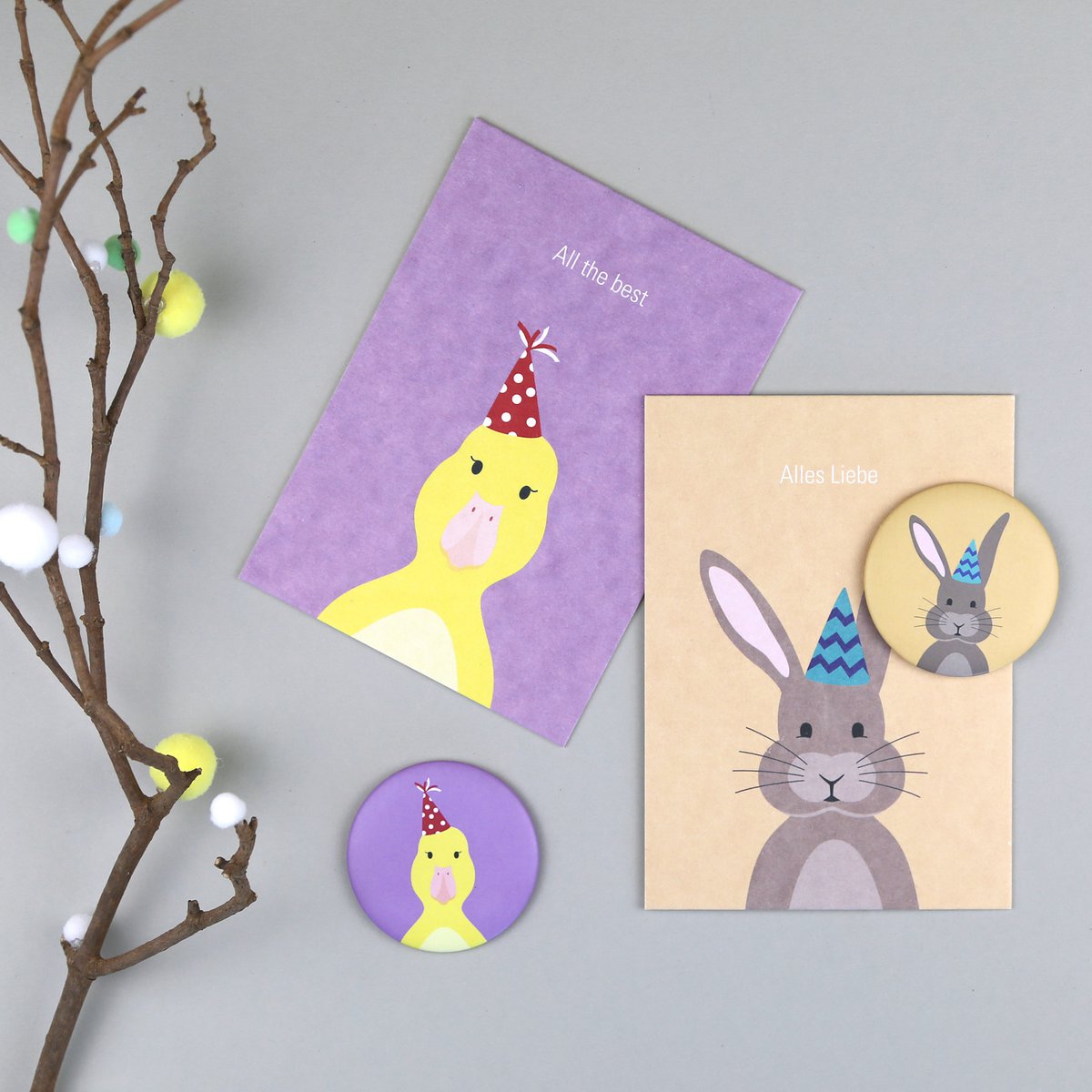 Postkarte Holzschliff Hase