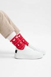 Organic socks Cozy XMas - Red socks with a Christmas pattern