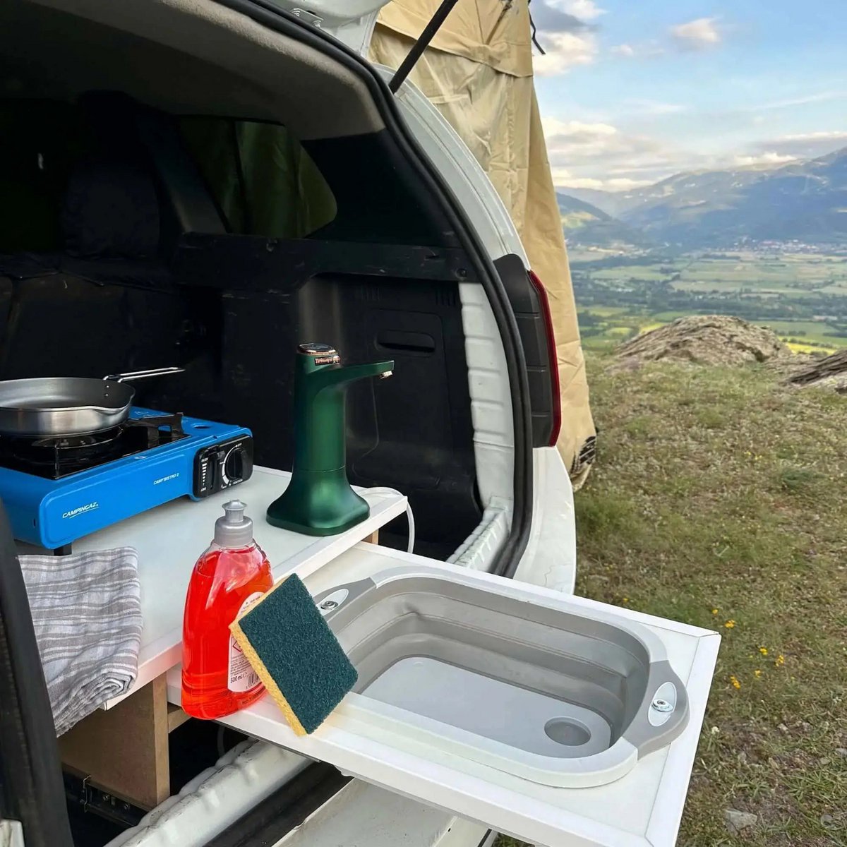 Zusammenklappbares Silikon-Campingwaschbecken – tragbares Schneidebrett