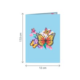 Kleurrijke vlinders op bloemen pop-upkaart