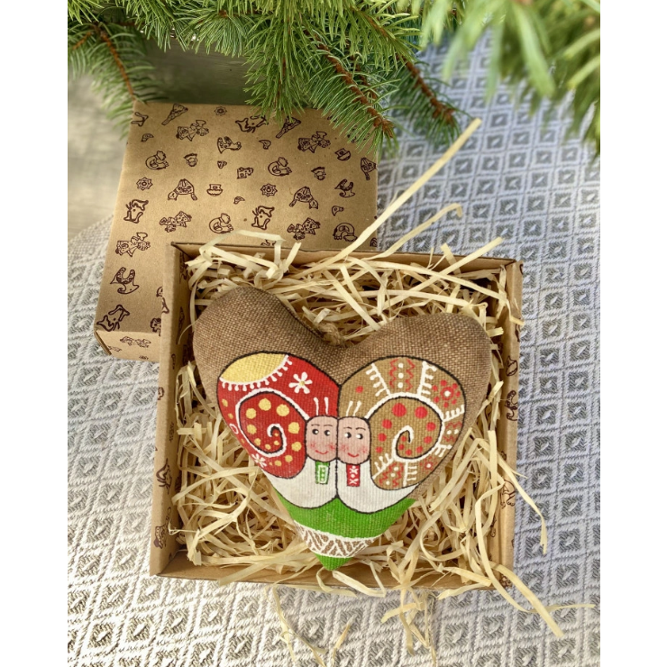 Textile ornament Vanilla and cocoa scented "Coffee heart with snails"