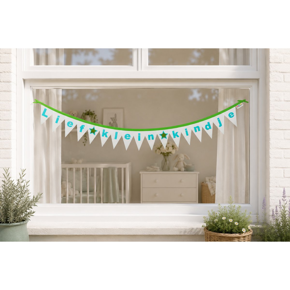 PukArt® | Ghirlanda Nascita in Feltro | Dolce bambino | Doppia faccia
