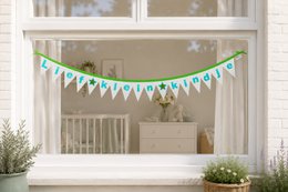 PukArt® | Ghirlanda Nascita in Feltro | Dolce bambino | Doppia faccia