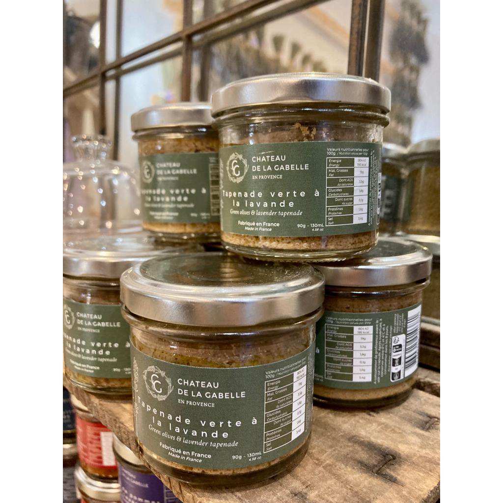 Green tapenade with organic lavender flower