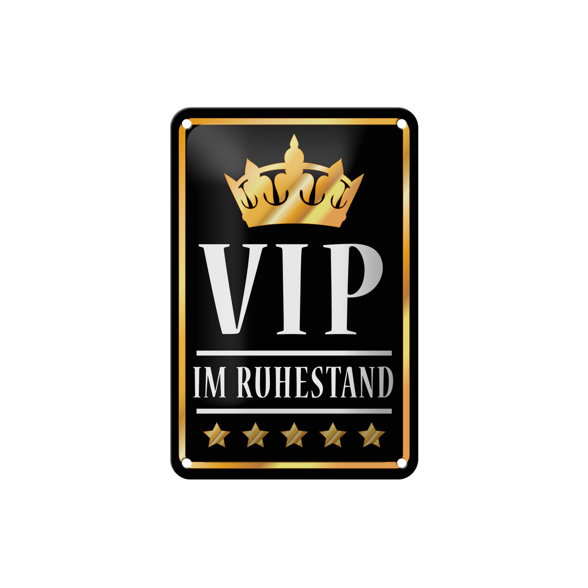 Targa in metallo con scritta "VIP in pensione" 12x18 cm (b/n) decorazione