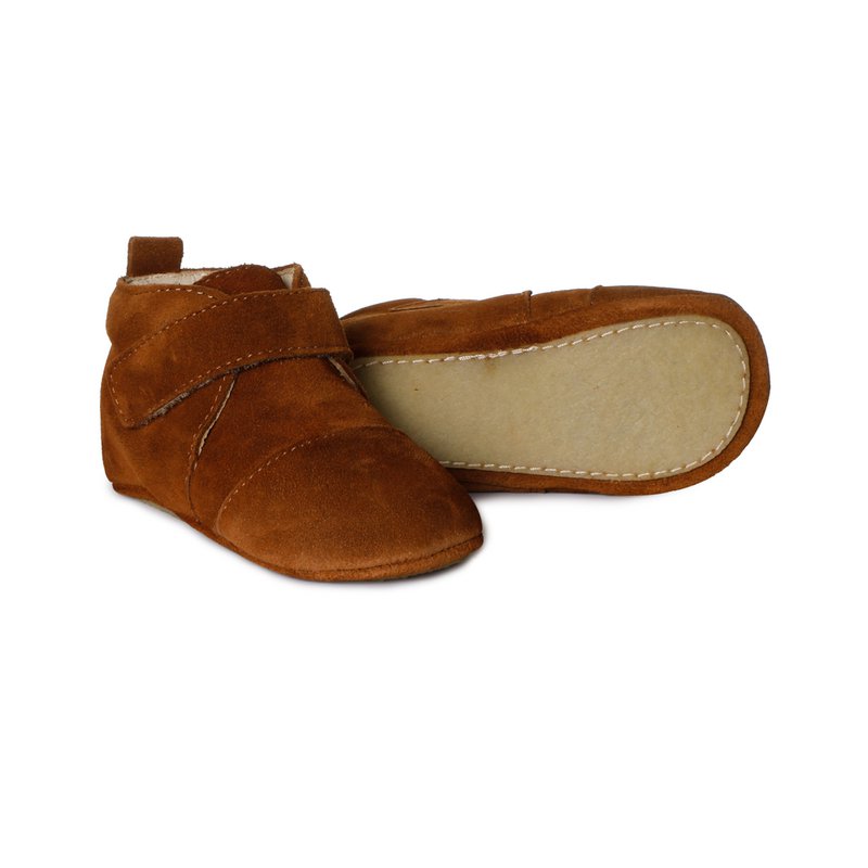 Klassische Wildlederstiefel - Cognac