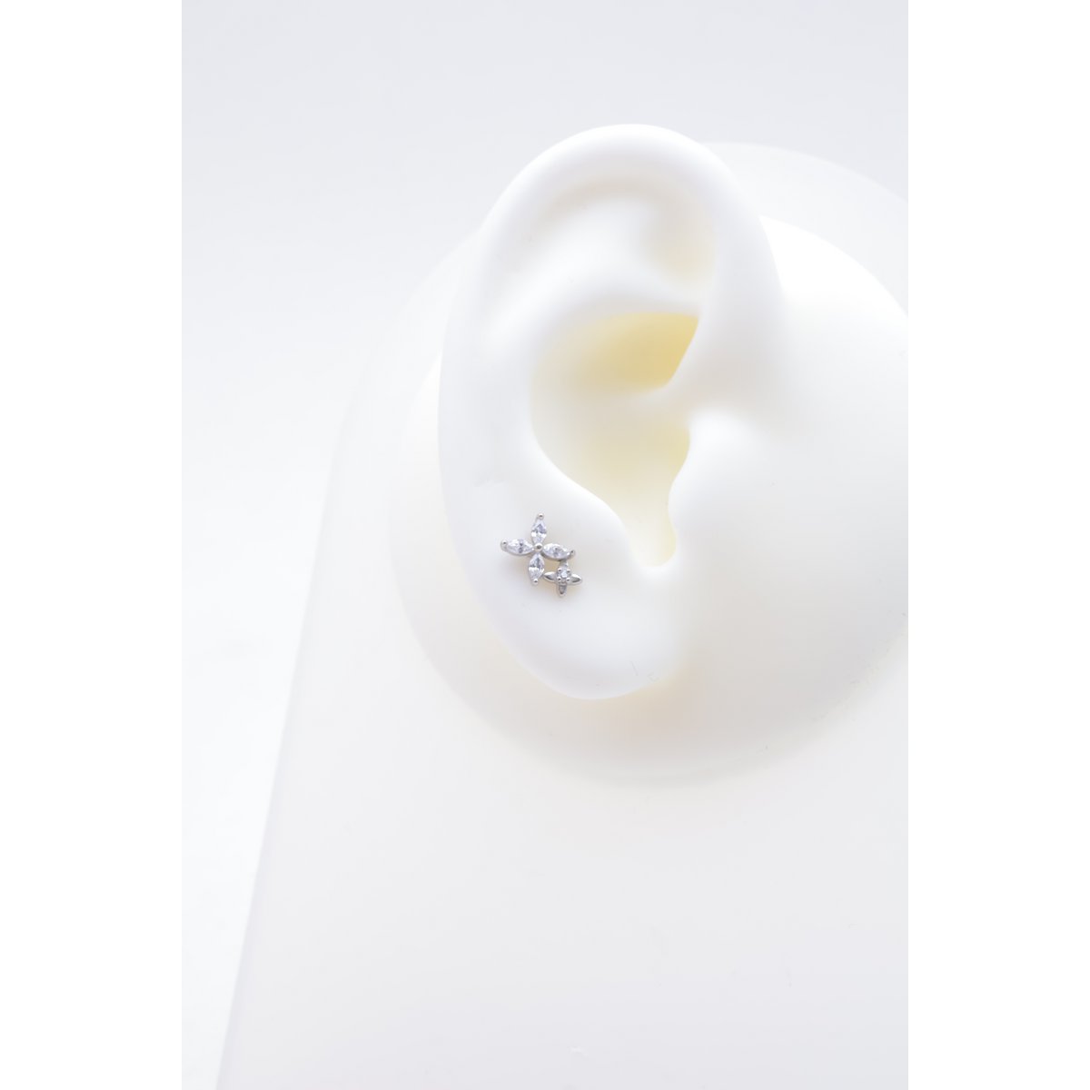 Piercing d'oreille en acier inoxydable.