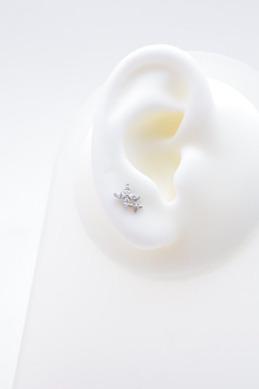 Piercing d'oreille en acier inoxydable.