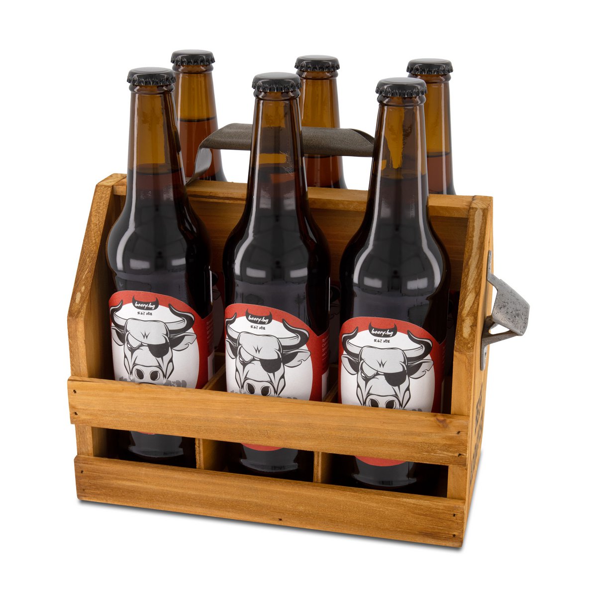 Wooden Caddy for 6 Beer Bottles