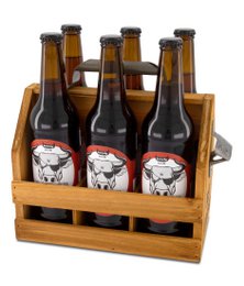 Caddy in legno per 6 bottiglie di birra