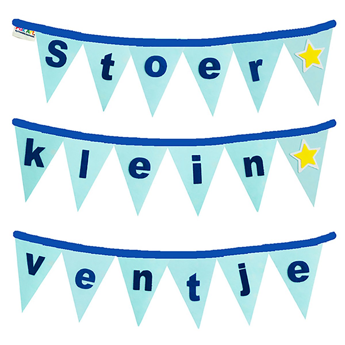 Puk Art® | Vilten Geboorteslinger | Stoer klein ventje | Dubbelzijdig