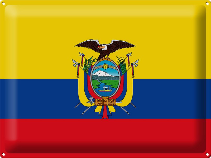 Blechschild Flagge Ecuador 40x30cm Flag of Ecuador