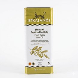 Gold and white canister, extra virgin olive oil, olive branch design, Greek product packaging