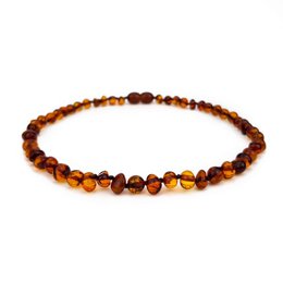 Baby/Kind – Bernsteinkette – runde Perlen – 33 cm – Cognac