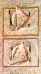 Nappe 'Fleur' ​​Rose/Ocre, Petite